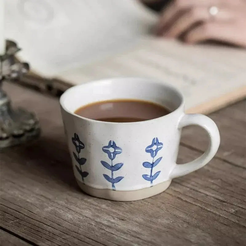 Ceramic Coffee Cups  - Flower Pattern