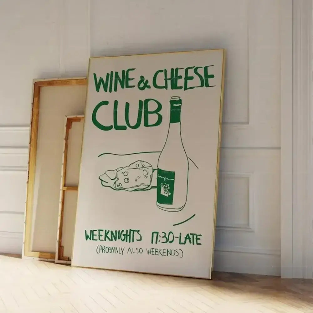 Wall Art - Mid Century Wine and Cheese Club Posters