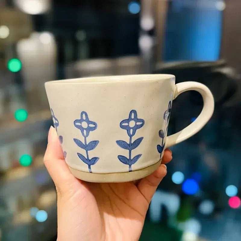 Ceramic Coffee Cups  - Flower Pattern