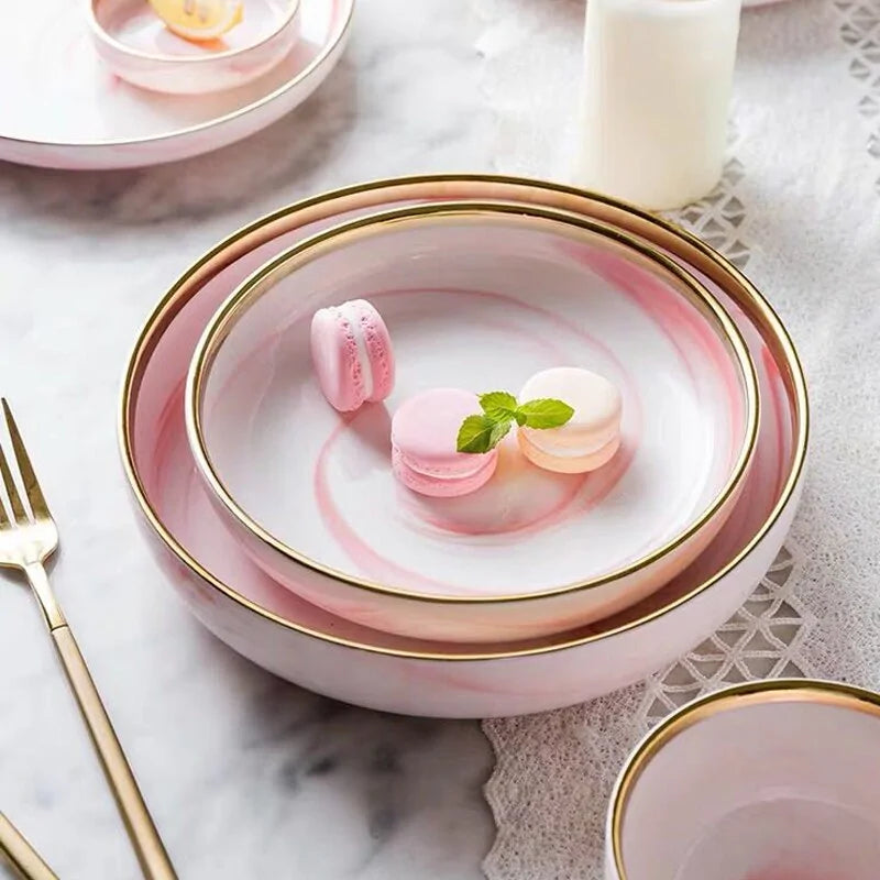 Dinnerware Dinner Plates - Pink Marble