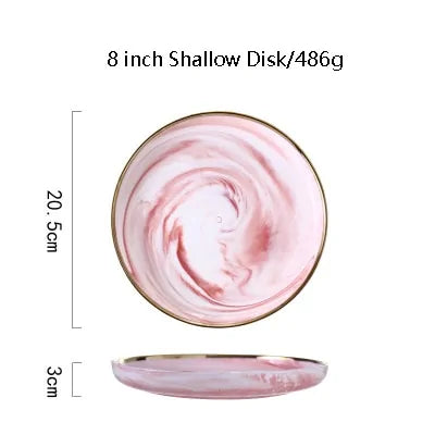 Dinnerware Dinner Plates - Pink Marble