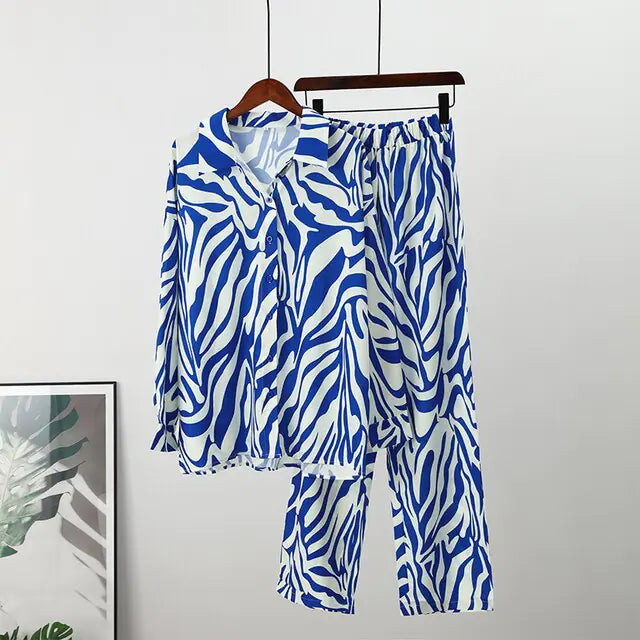 Women - Loose Stripe Pants & Top Set