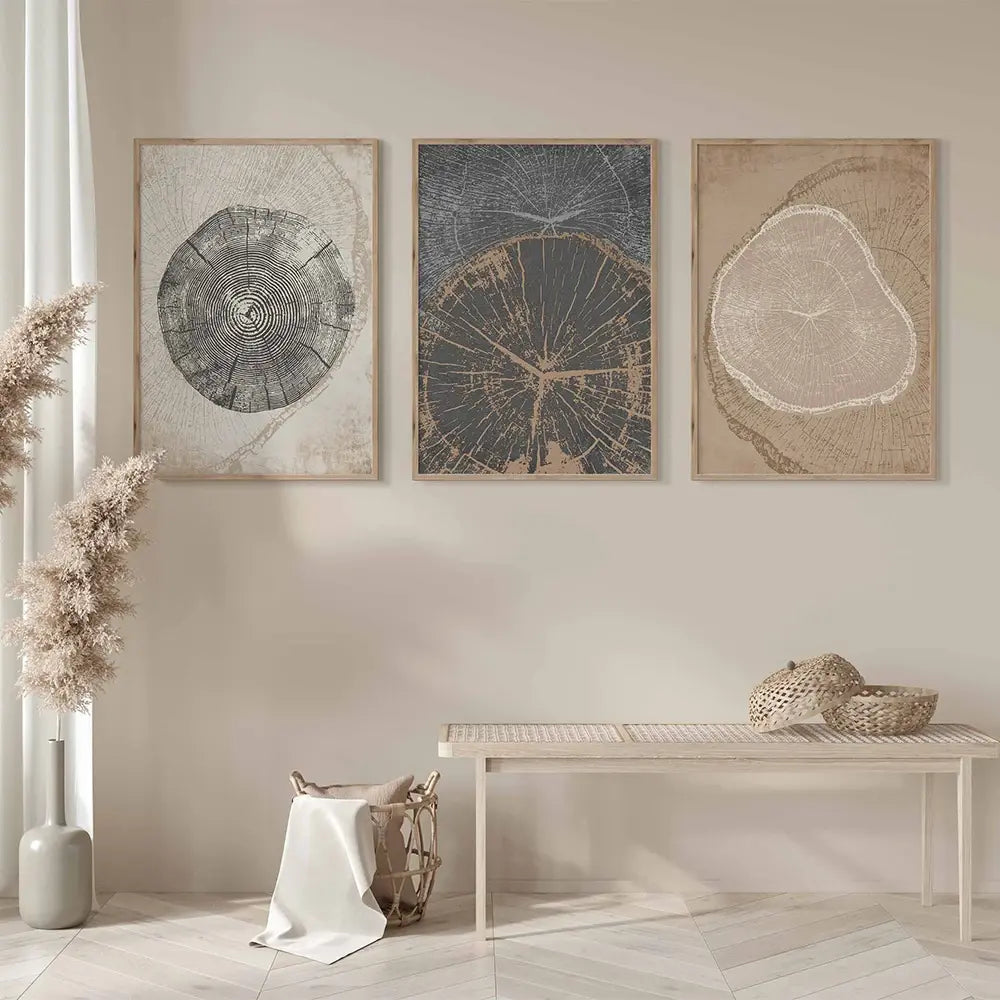 Wall Art - Beige Tree Rings Neutral Picture Home Decor Nordic Canvas Painting