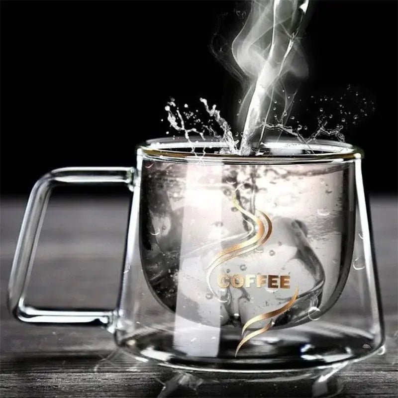 Double Wall Glass Coffee Mug with Handle