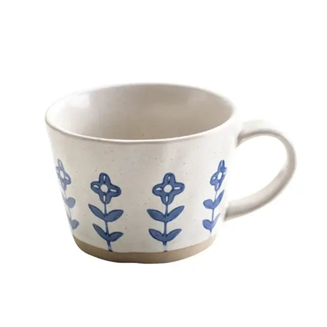 Ceramic Coffee Cups  - Flower Pattern