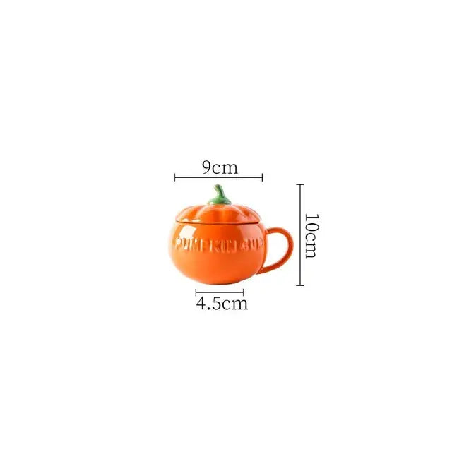 Pumpkin Cup Ceramic Scoop with Lid