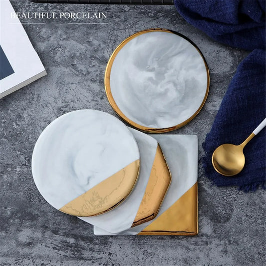 Cermaic Coaster - Gold Marble