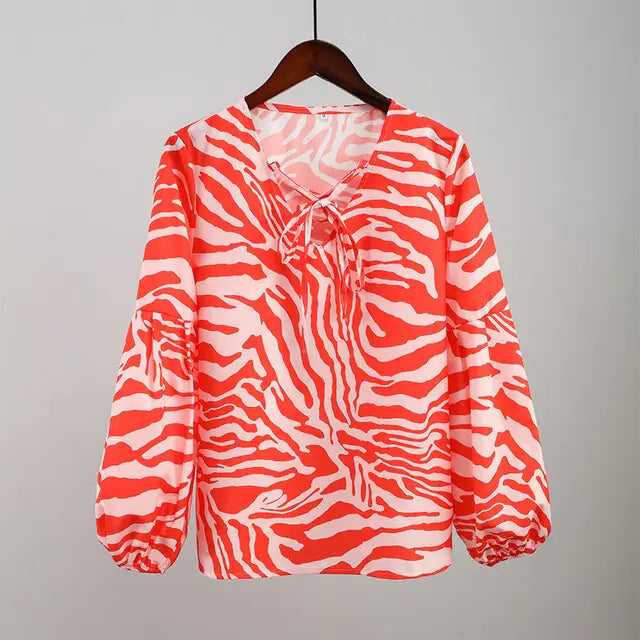 Women - Zebra V-neck shirt