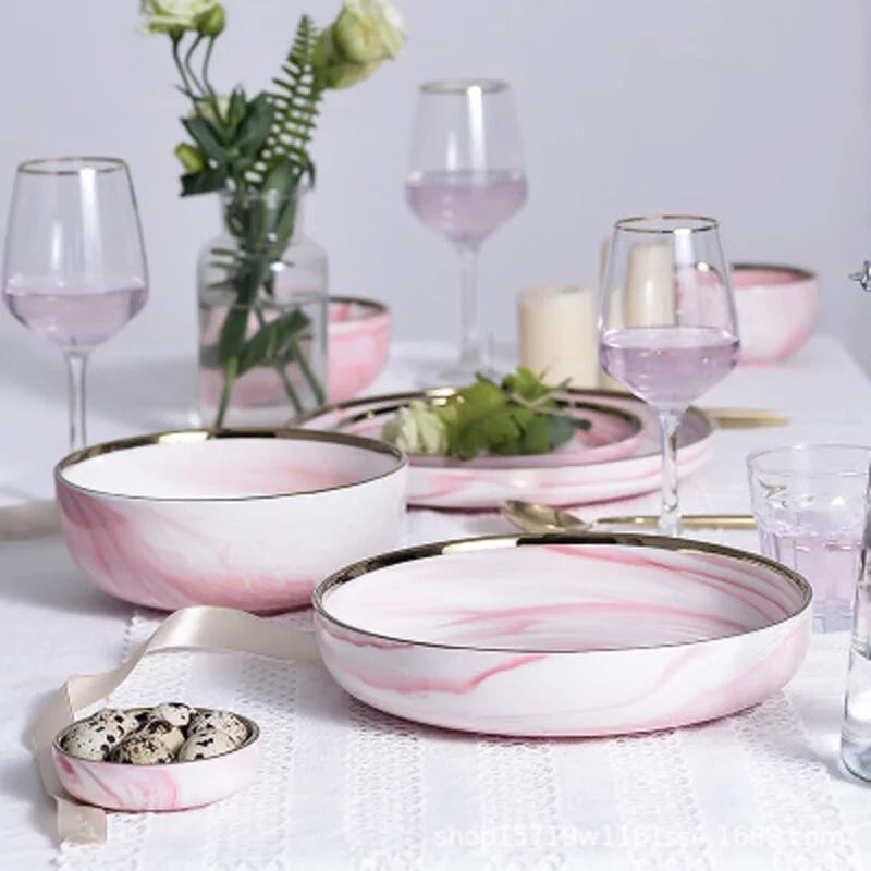 Dinnerware Dinner Plates - Pink Marble