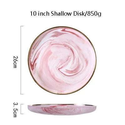 Dinnerware Dinner Plates - Pink Marble