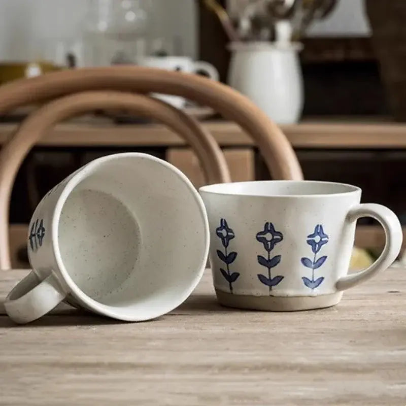 Ceramic Coffee Cups  - Flower Pattern