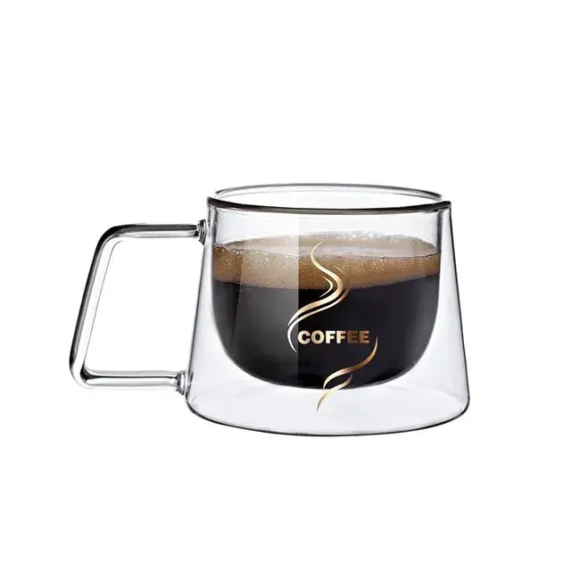 Double Wall Glass Coffee Mug with Handle