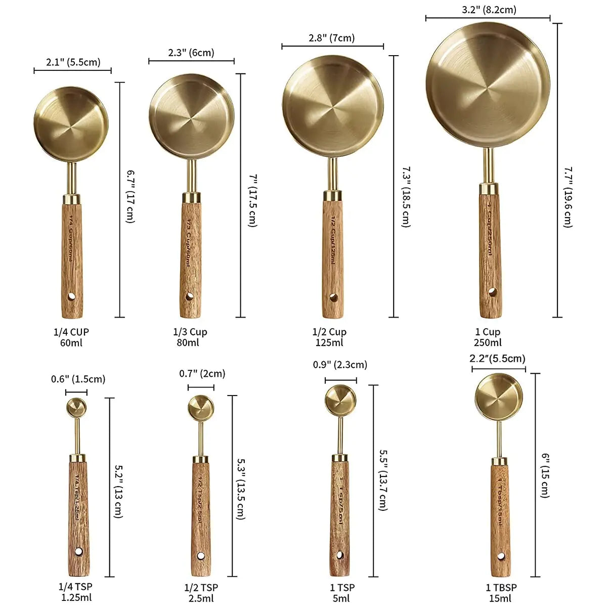 Kitchen Item - Gold Stainless Steel Measuring Cups and Spoon Set