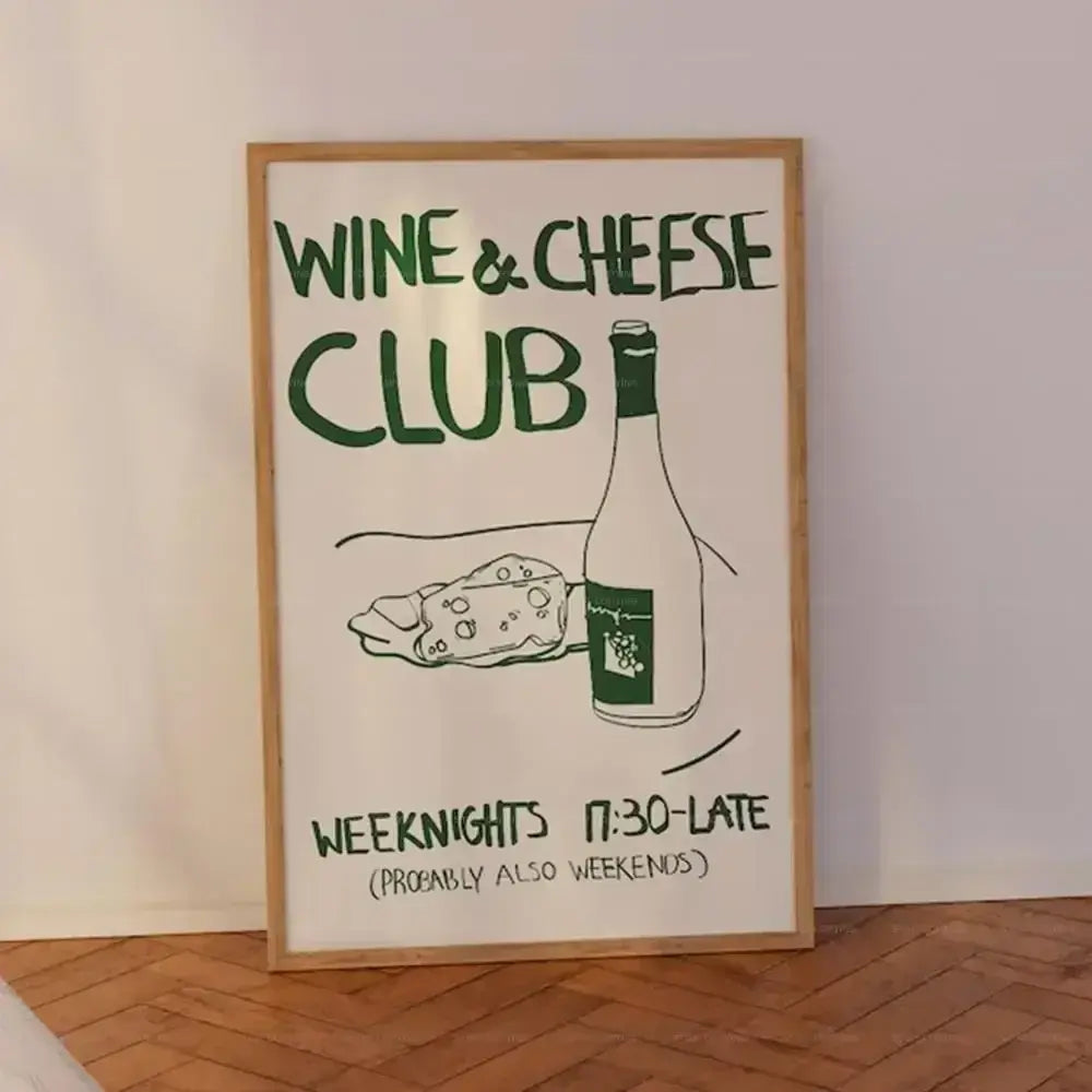 Wall Art - Mid Century Wine and Cheese Club Posters