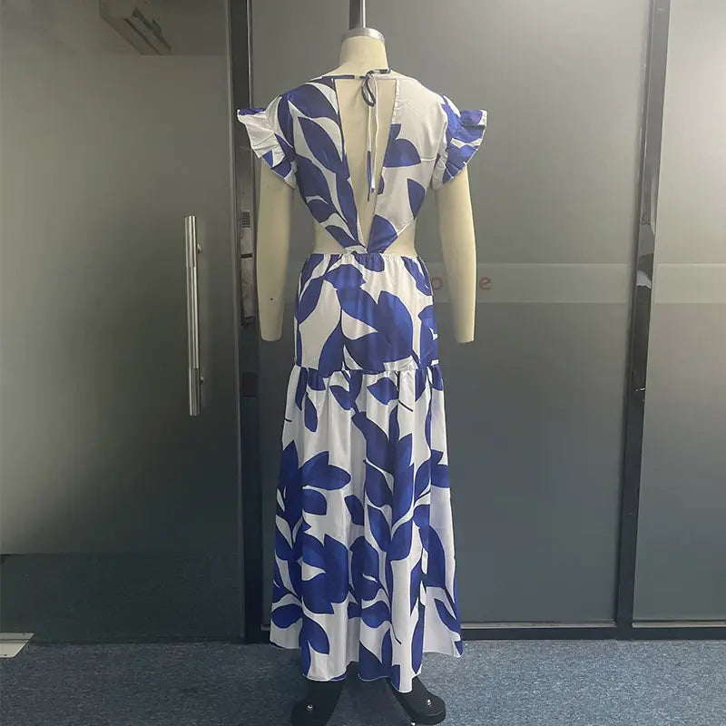 Women's - Maxi Butterfly Print Dress