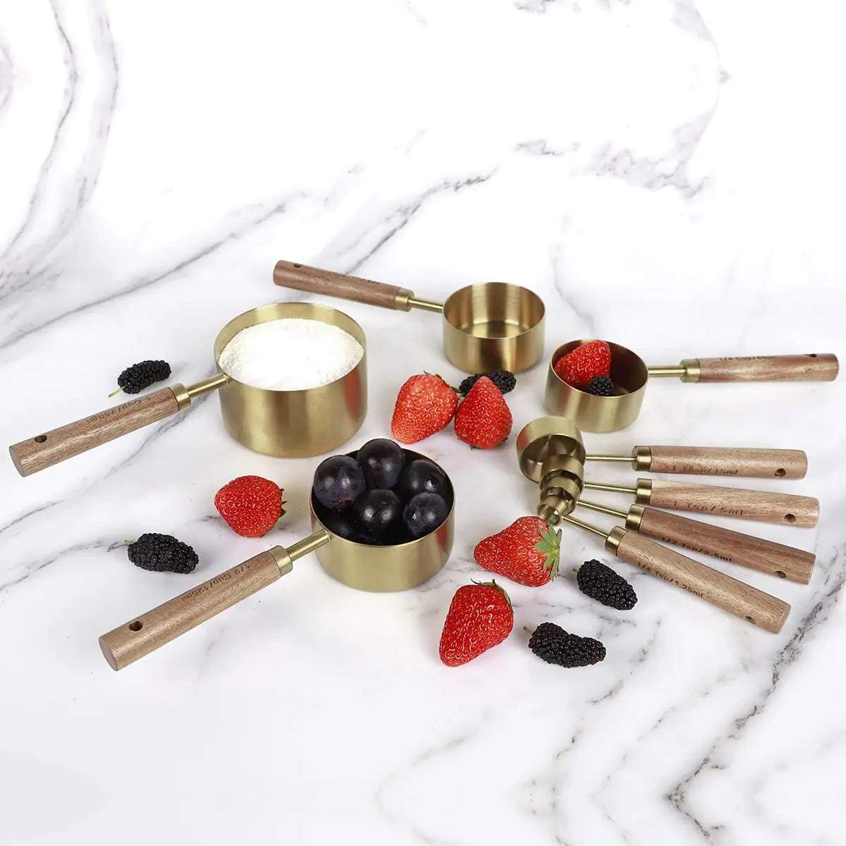 Kitchen Item - Gold Stainless Steel Measuring Cups and Spoon Set