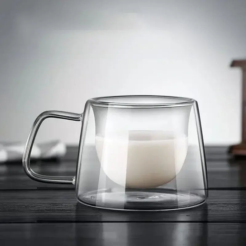 Double Wall Glass Coffee Mug with Handle