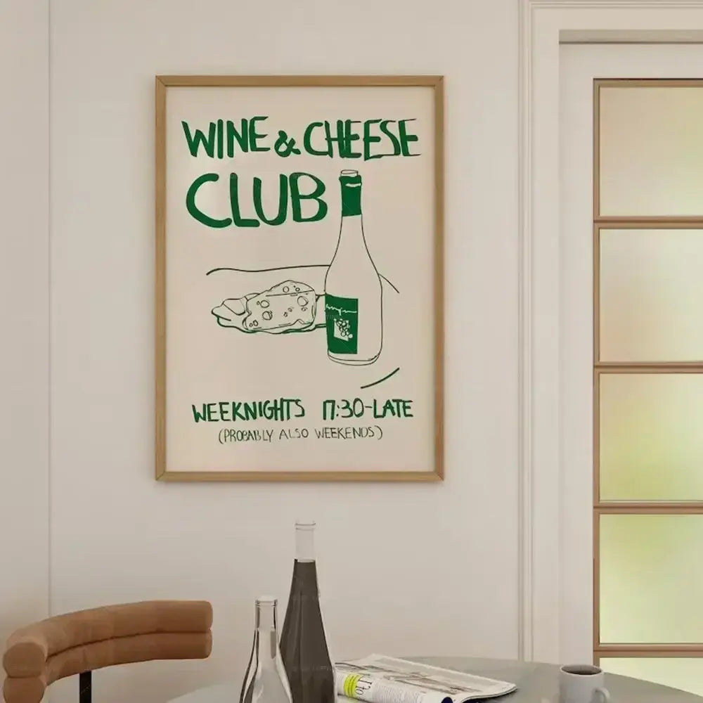 Wall Art - Mid Century Wine and Cheese Club Posters