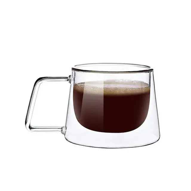 Double Wall Glass Coffee Mug with Handle