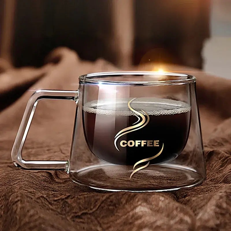 Double Wall Glass Coffee Mug with Handle