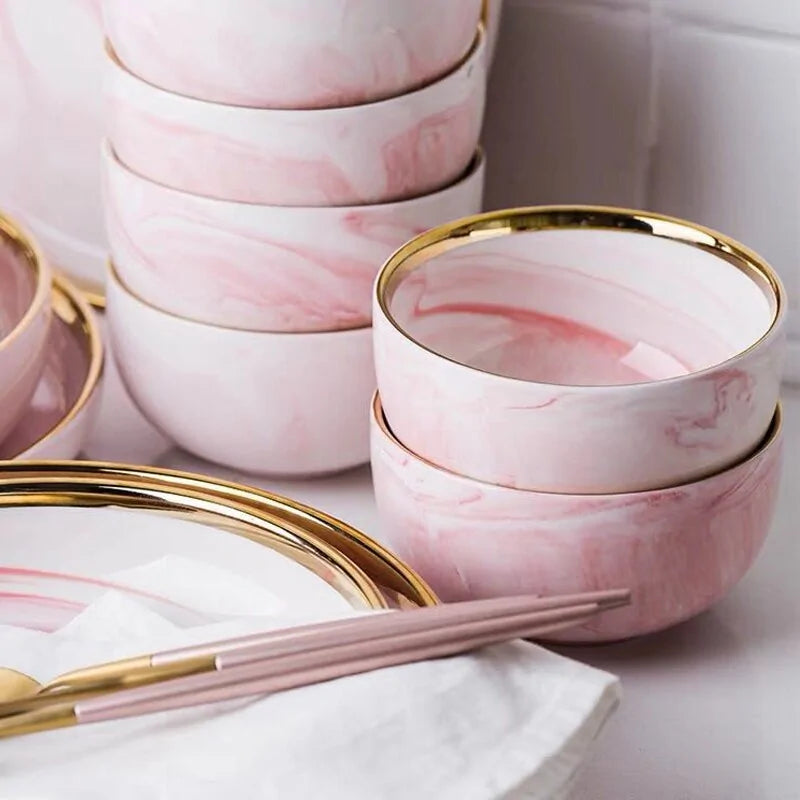 Dinnerware Dinner Plates - Pink Marble