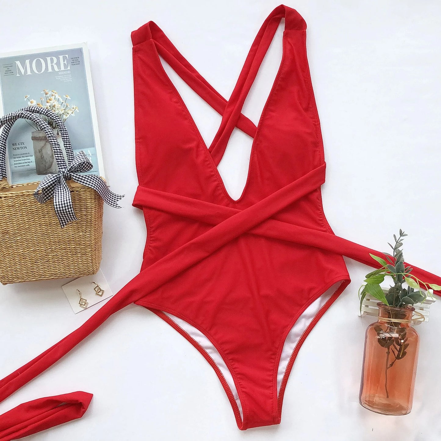 Women Lucious Red One Piece Swimsuit