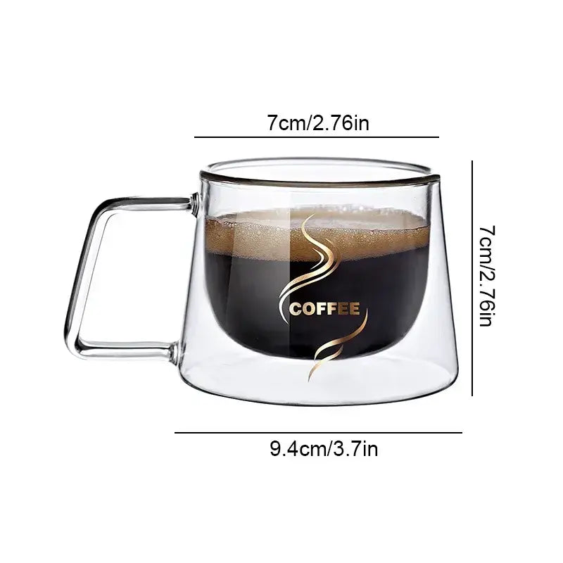 Double Wall Glass Coffee Mug with Handle