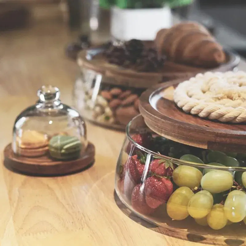 Kitchen - Glass Food Containers with Wooden Lid