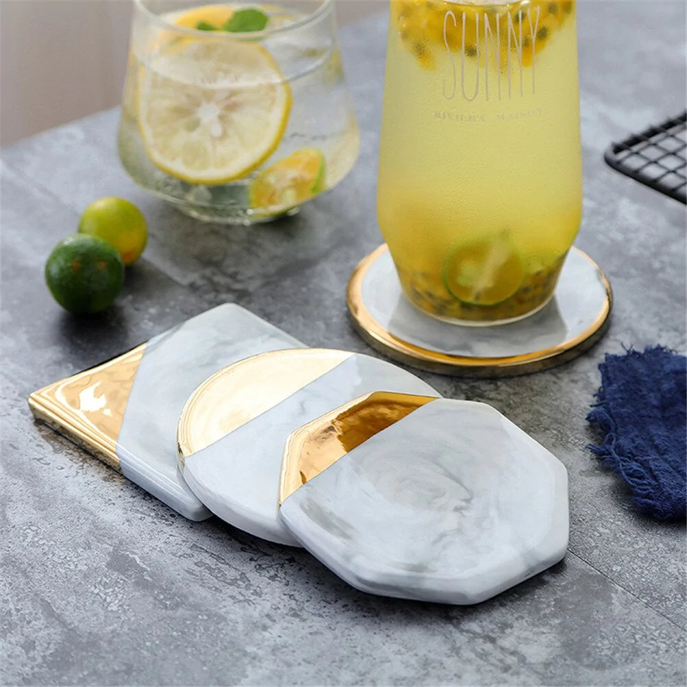 Cermaic Coaster - Gold Marble