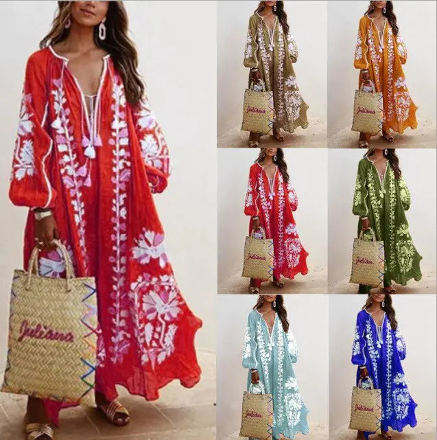 Women's - Beach Floral Print Dresses